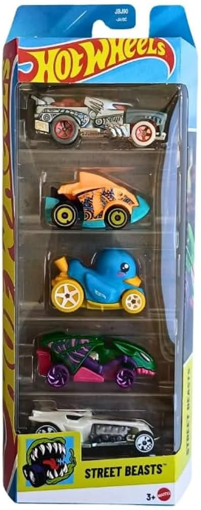 Hot Wheels Street Beasts 5 Pack (Duck N' Roll, Hotweiler, Ratical Racer, Piranha Terror, Vampyra)... | Amazon (US)