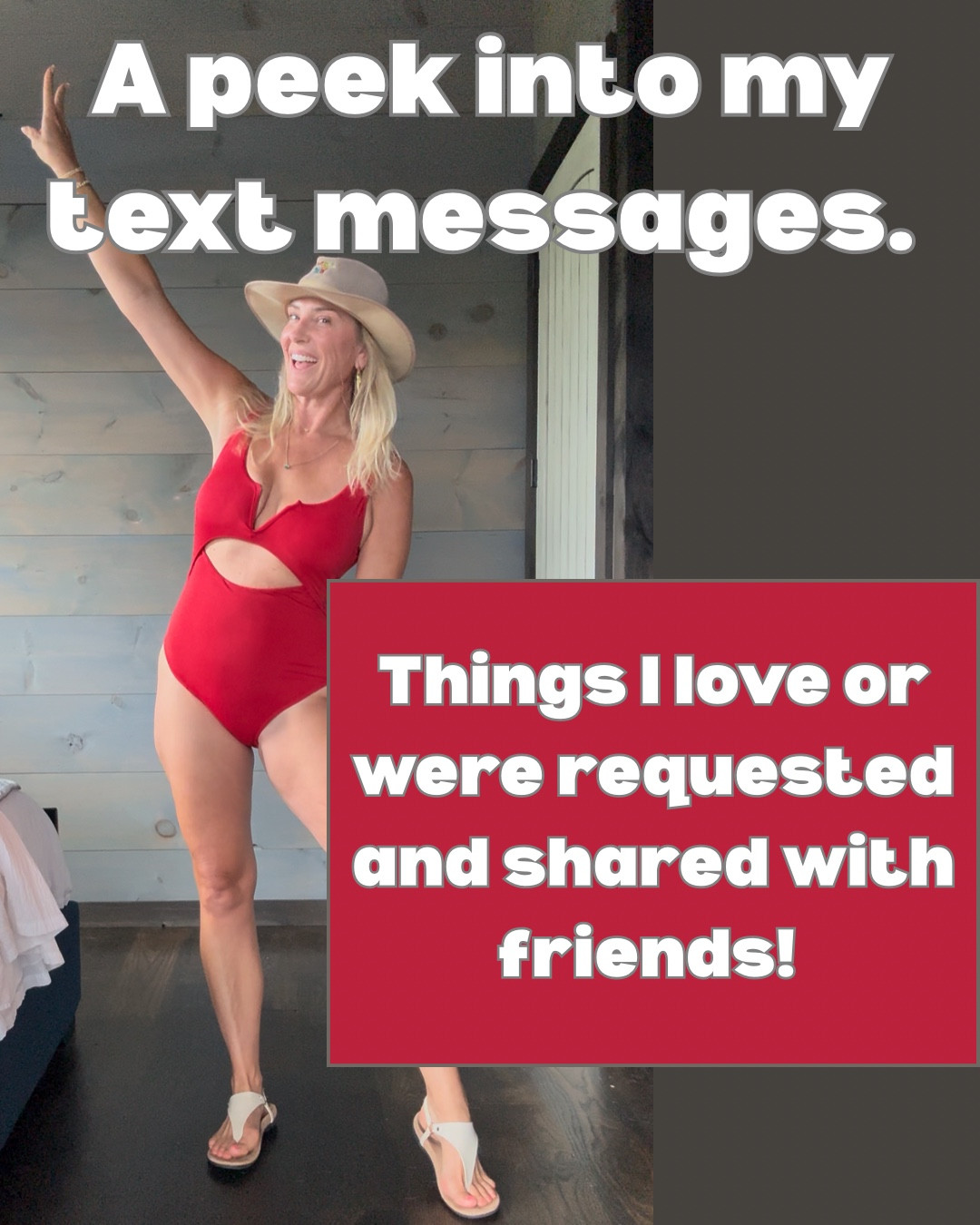 I GOT A TEXT! IYKYK!

Things I love and friends asked me to share! 

I am 5’10 and a size 10. 