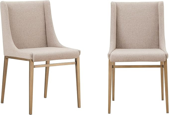 Overstock Modrest Mimi Contemporary Beige & Brass Dining Chair (Set of 2) | Amazon (US)