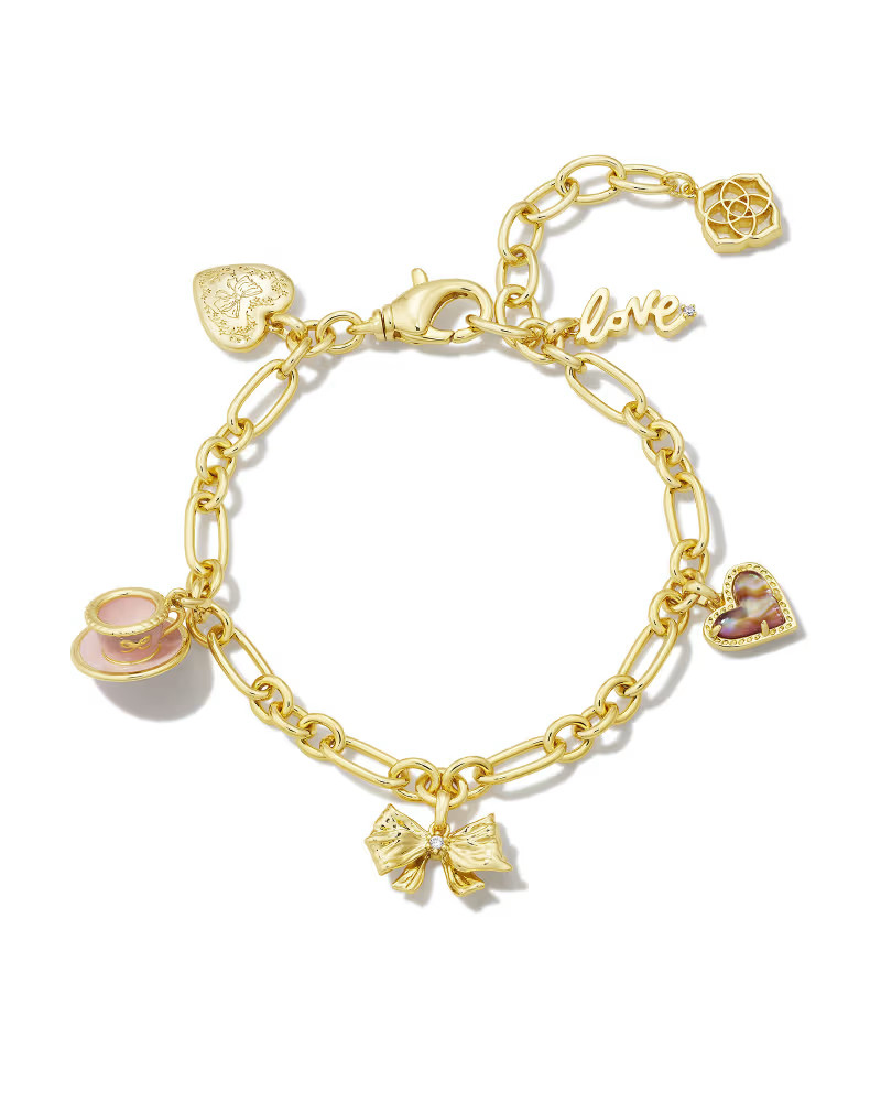 Kendra Scott x LoveShackFancy Gold Charm Bracelet in Pink Mix | Kendra Scott | Kendra Scott