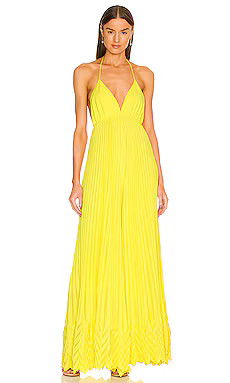 Alice + Olivia Adalyn Halter Pleated Jumpsuit in Sunflower from Revolve.com | Revolve Clothing (Global)