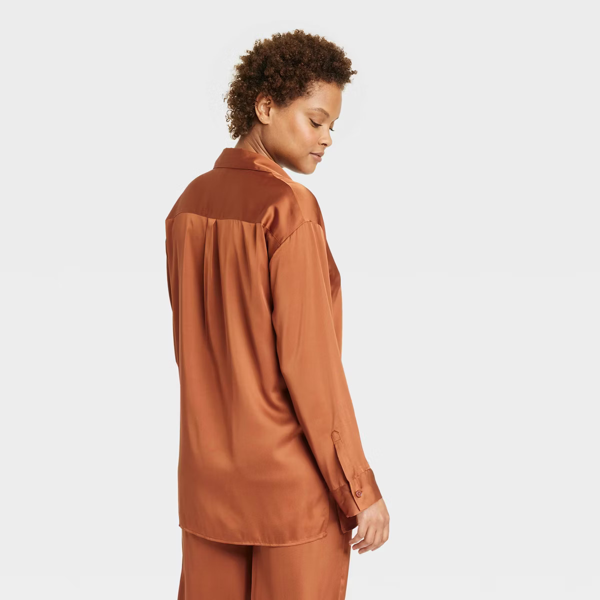 Women's Satin Long Sleeve Button Down Pajama Shirt - Stars Above™ | Target