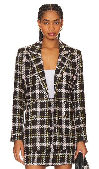 The Phoebe Blazer in Chocolate Plaid | Revolve Clothing (Global)