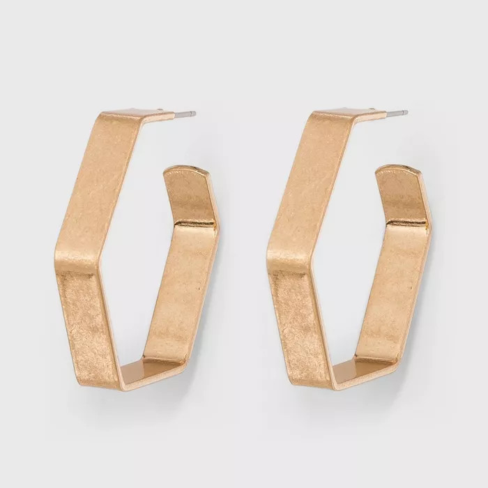Hexagon Hoop Earrings - Universal Thread™ Gold | Target