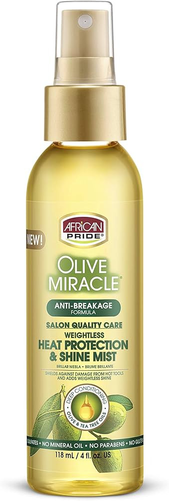 African Pride Olive Miracle Weightless Heat Protection & Hair Shine Mist, Fights Humidity & Shiel... | Amazon (US)