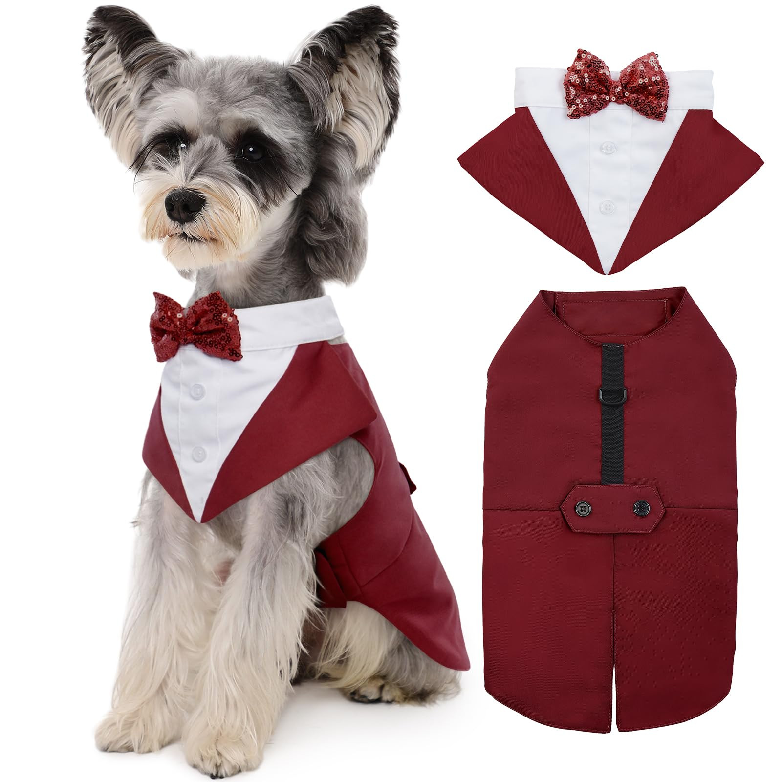 Kuoser Dog Tuxedo Dog Suit and Bandana Set, Dogs Tuxedo Wedding Party Suit, Doggy Prince Bow Tie ... | Amazon (US)