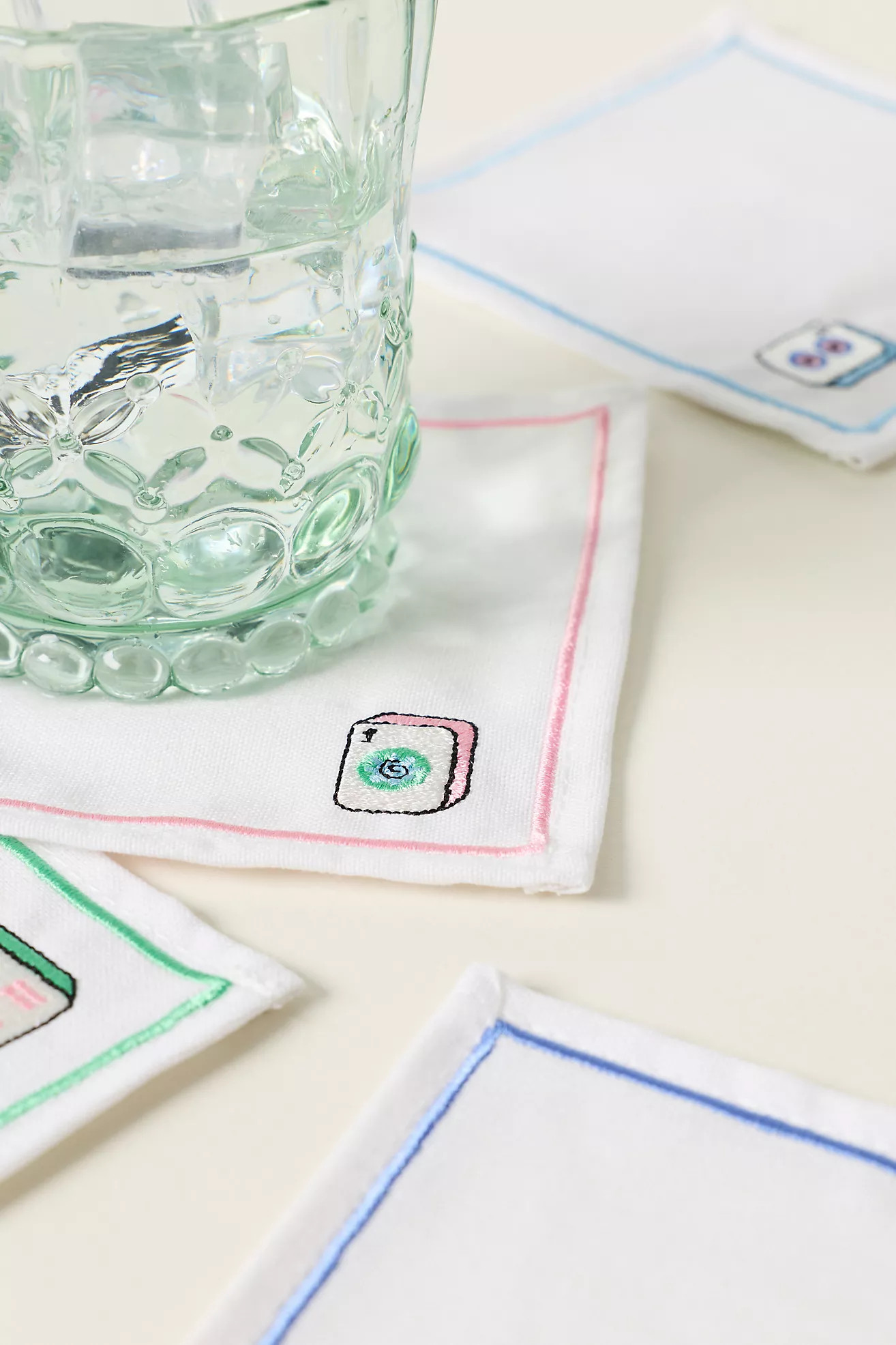 Frasier Sterling Linen Blend Mahjong Cocktail Napkins, Set of 4 | Anthropologie (US)