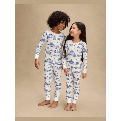 Gymboree Kids Long Sleeve Winter Toile Snug Fit Cotton Henley Pajamas Blue 10 | Target