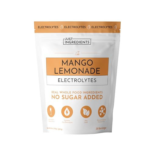 JUST INGREDIENTS Mango Lemonade Electrolyte Drink Mix - Coconut Water, Sea Salt, Trace Minerals - 30 Servings | Amazon (US)