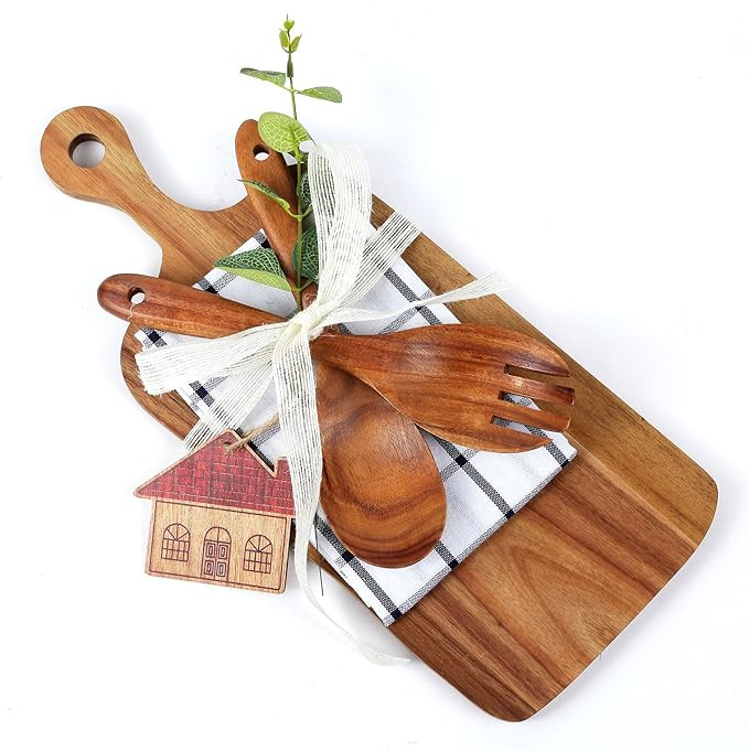 The Perfect Housewarming Gift! Wooden Cutting Boards Set with Utensils & Napkin - Charcuterie, Ch... | Amazon (US)