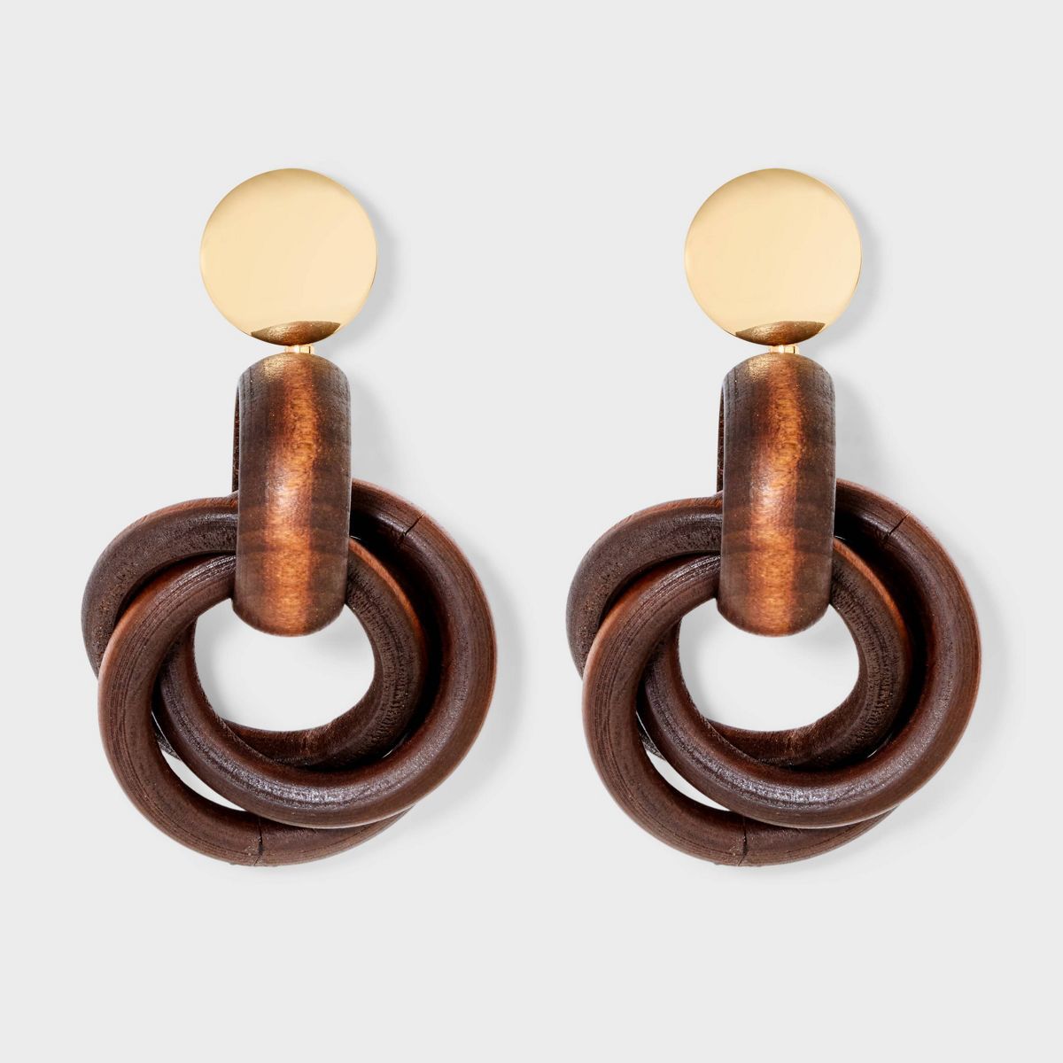 Gold Brown Intertwined Ring Earrings - A New Day™ | Target