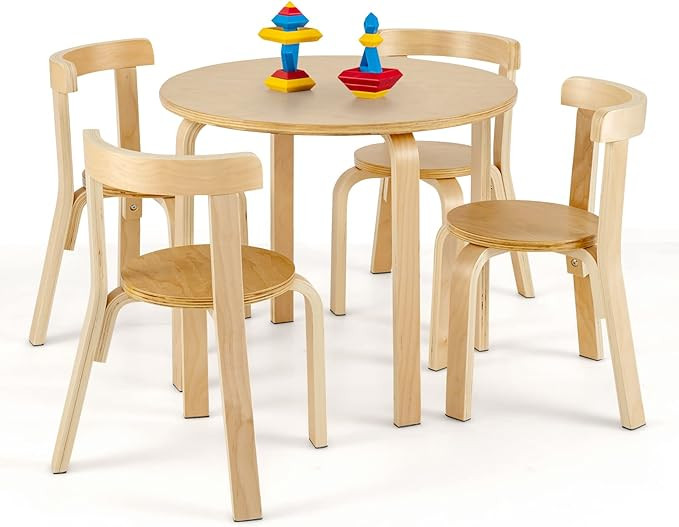 Costzon Kids Table and Chair Set, 5-Piece Wooden Activity Table w/ 4 Chairs, Toy Bricks, Classroo... | Amazon (US)
