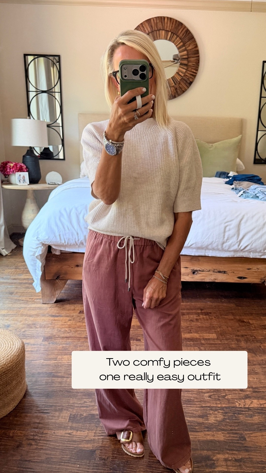 Okay, I had to put these two Target pieces together because I love how easy this outfit is 🤎 The short-sleeve ribbed sweater adds just enough cozy texture, while the pull-on pants have a comfortable elastic waistband and relaxed fit. An effortless outfit for errands, lunch, travel, or any busy day when you still want to look put together.

💡 LTK MADE EASY
❤️ Heart = Support my posts!
🔖 Save = Get sale & restock alerts
📋 Lists = Keep favorites organized
📲 Share = Send lists and products to a friend.
💬 Comment = Ask me anything about what I’m wearing!

#LTKootd #LTKOver40 #LTKgrwm
