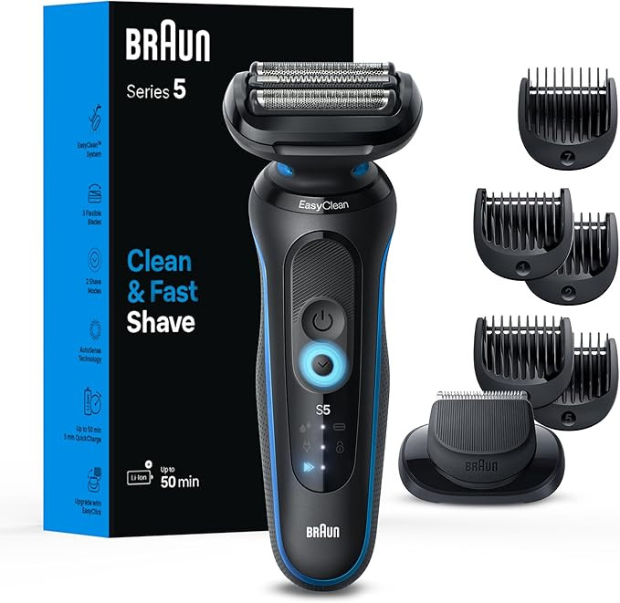 Braun Electric Shaver for Men, Series 5 5120s, Wet & Dry Shave, Turbo Shaving Mode, Foil Shaver, ... | Amazon (US)