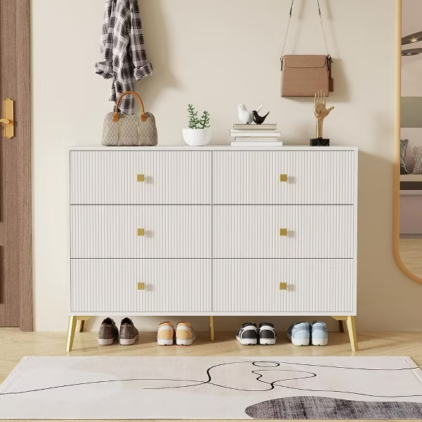Whizmax 6 Drawer Dresser with Gold Handles and Metal Legs,Modern Dressers & Chest of Drawers for ... | Target