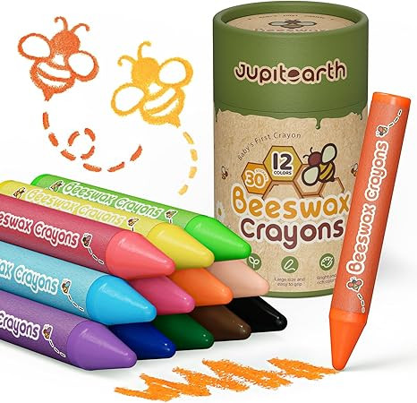 Beeswax Crayons for Toddlers 1–3, 12 Non-Toxic Silky Crayons, Jumbo and Washable Crayon, Easy t... | Amazon (US)