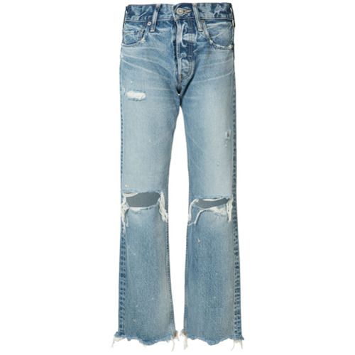 Moussy distressed high-rise jeans - Blue | Farfetch EU