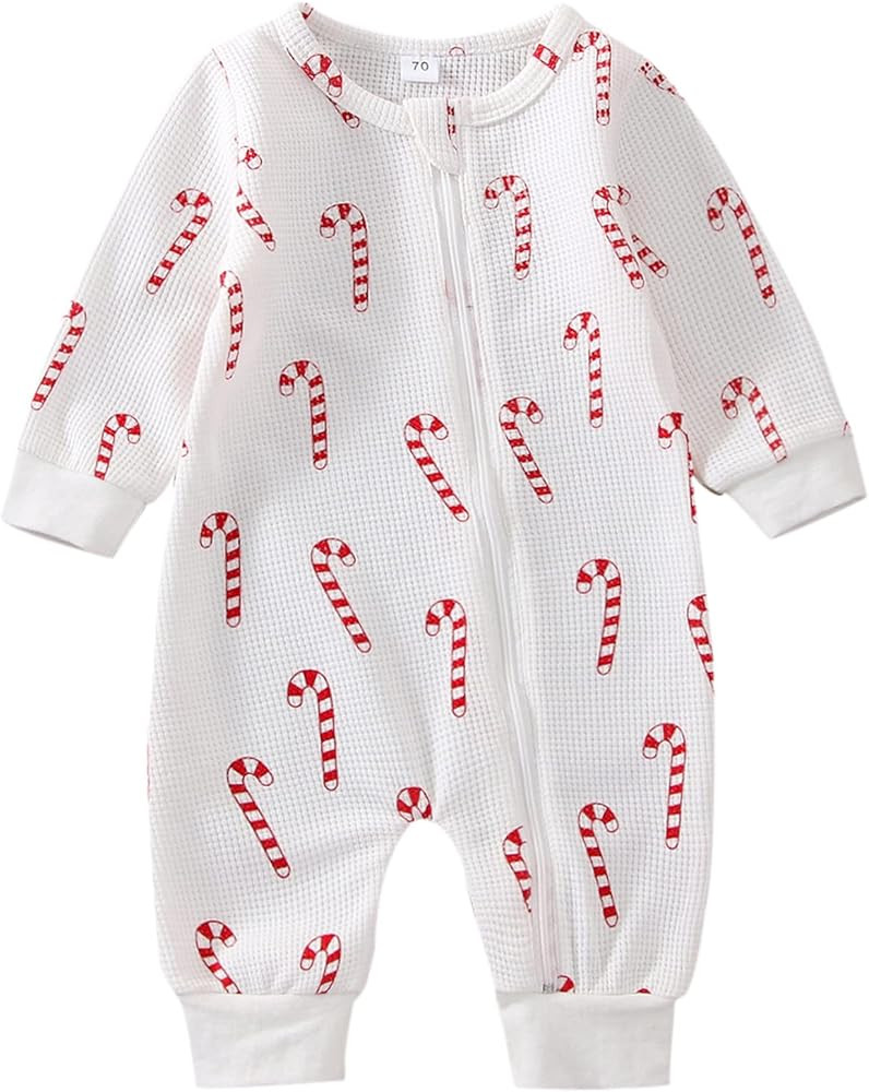 Mubineo Baby Girl Boy Christmas Romper Jumpsuit Long Sleeve Zipper Outfits Clothes | Amazon (US)