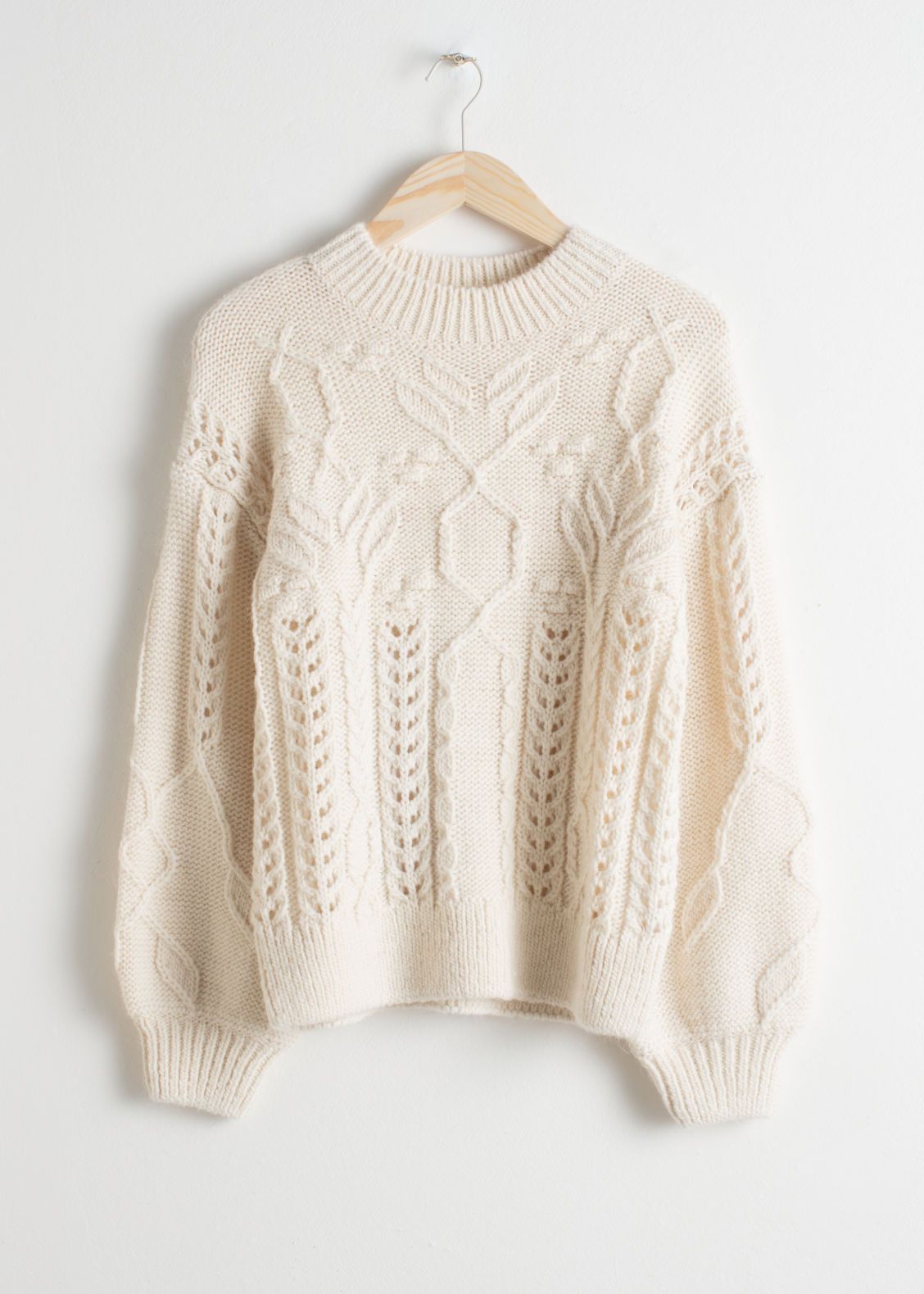 Floral Cable Knit Sweater - White | & Other Stories (EU + UK)