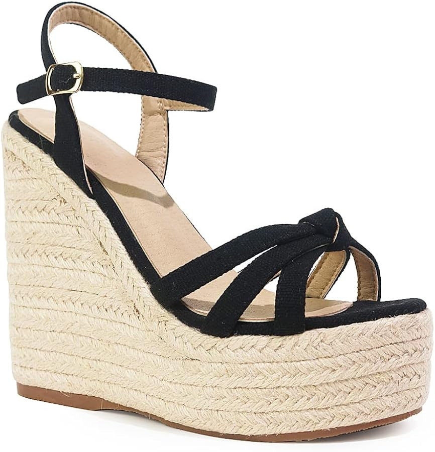 mikarka Sandals for Women, Platform Ankle Strap Womens Sandals Open Toe Espadrille Wedge Sandals ... | Amazon (US)