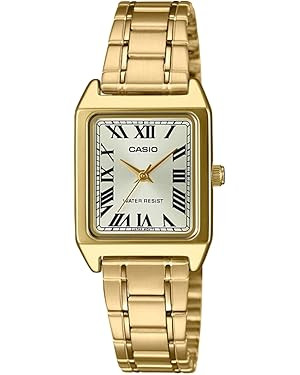 Casio LTP-V007G-9B Women's Rectangular Gold Tone Stainless Steel Roman Gold Dial Dress Watch | Amazon (US)