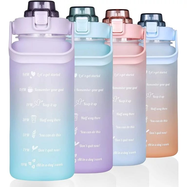 Party Zealot Large Half Gallon 64 OZ Motivational Water Bottle with Straw Time Marker BPA Free fo... | Walmart (US)