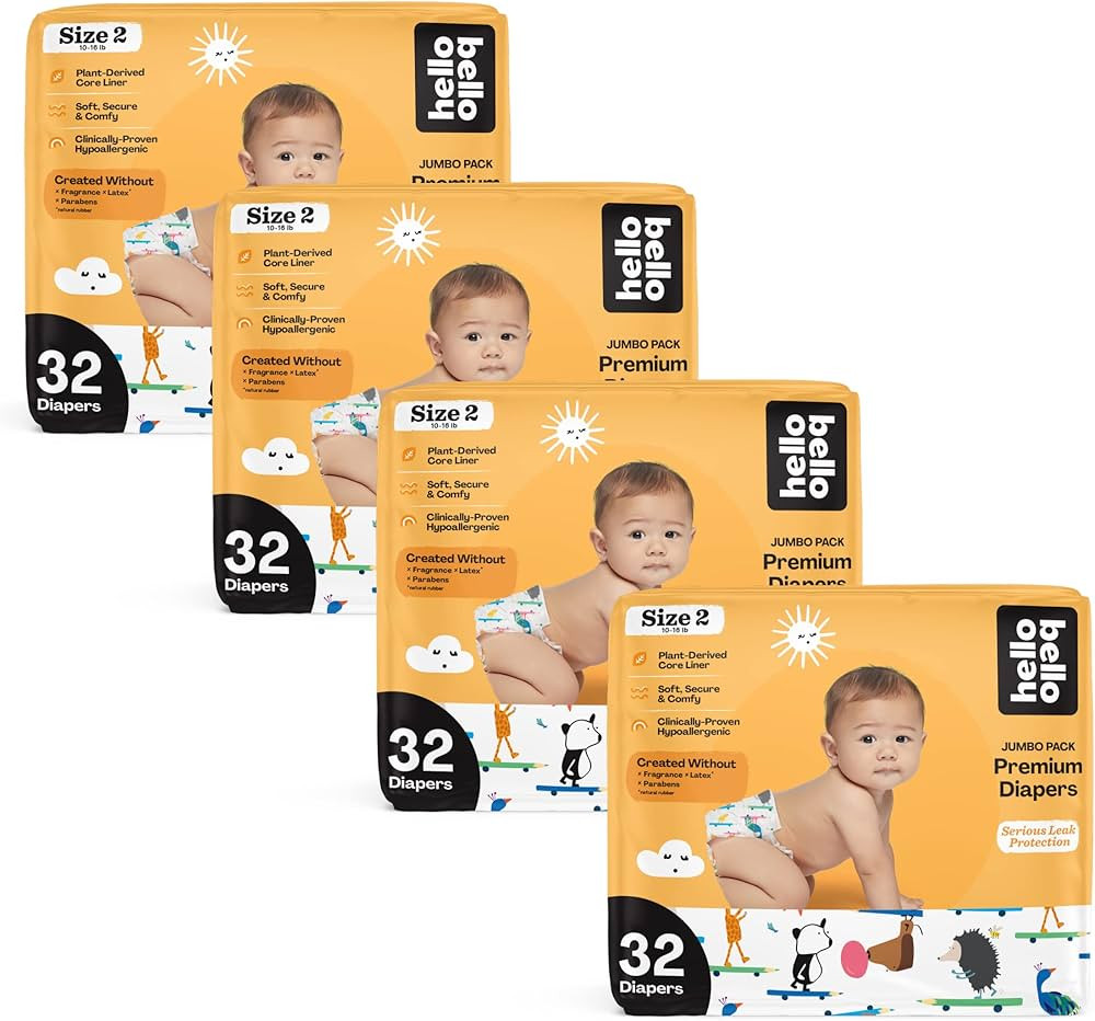 Hello Bello Baby Diapers - Size 2 - Teachers Pet - 128 Count (4 Packs of 32) | Amazon (US)