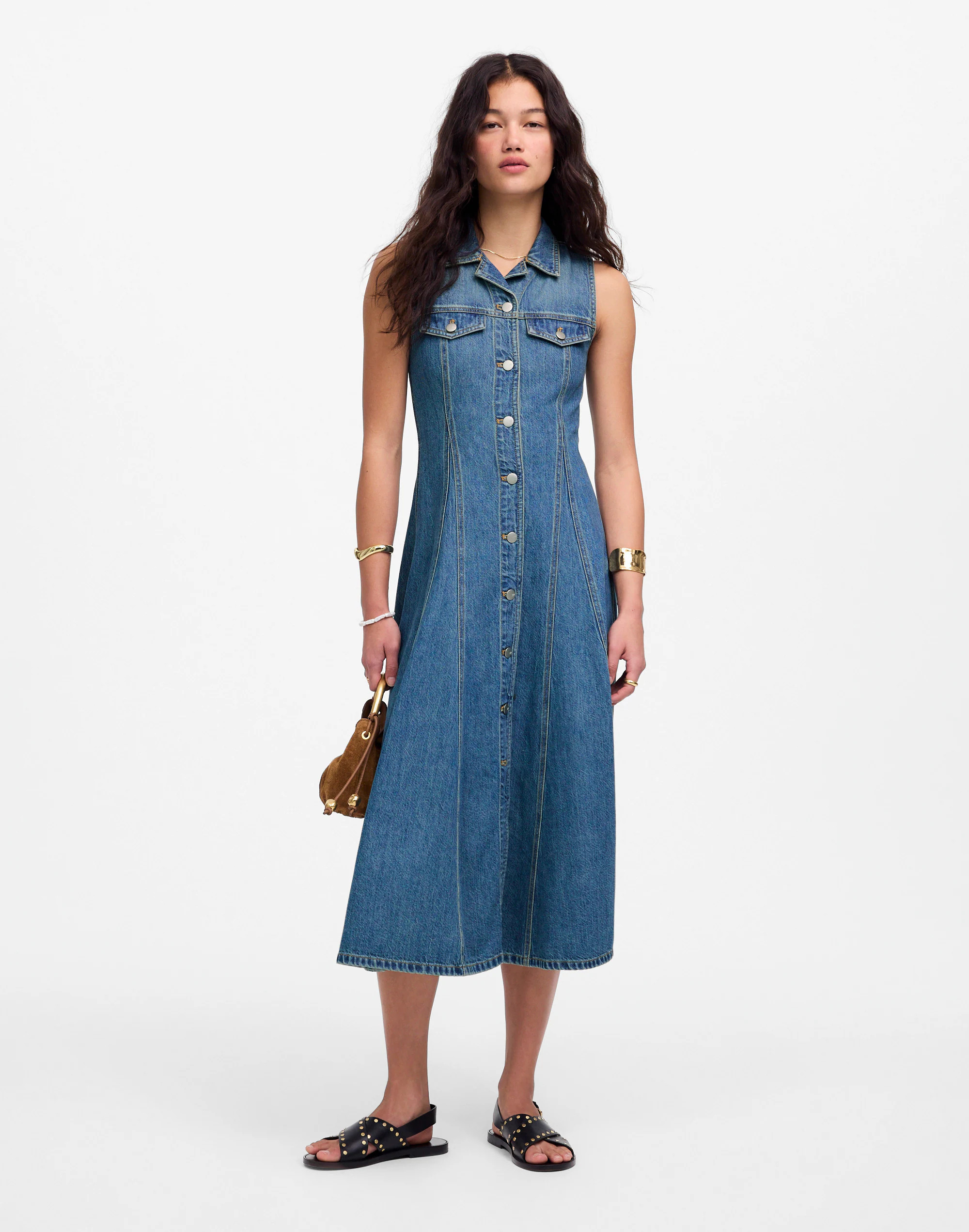 Pleated Midi Shirtdress in Billings Wash: Airy Denim Edition | Madewell