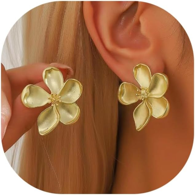 Gold Silver Vintage Flower Earrings Small Fragrant Camellia Flower Chunky Stud Earrings Delicate ... | Amazon (US)