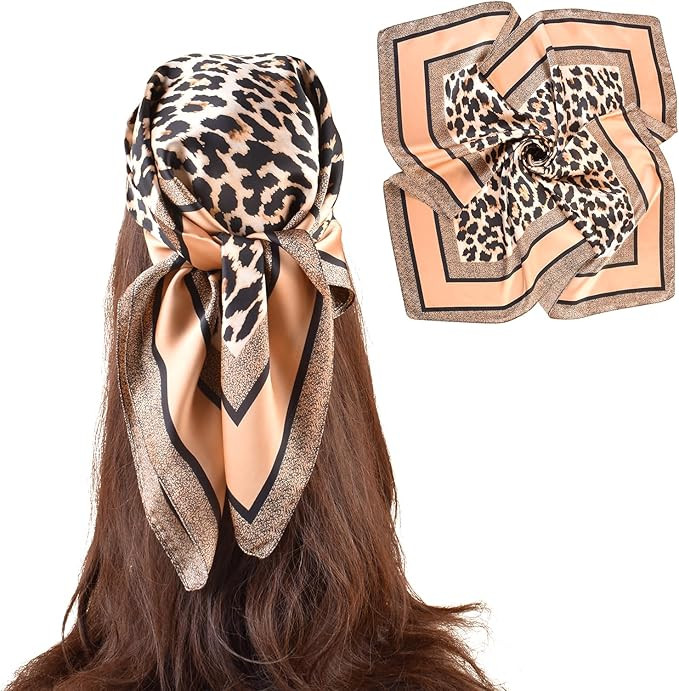 27.5 Inches Silk Head Scarf for Women Satin Hair Scarf Silk Wrap Neck Square Scarves Feeling Scar... | Amazon (US)