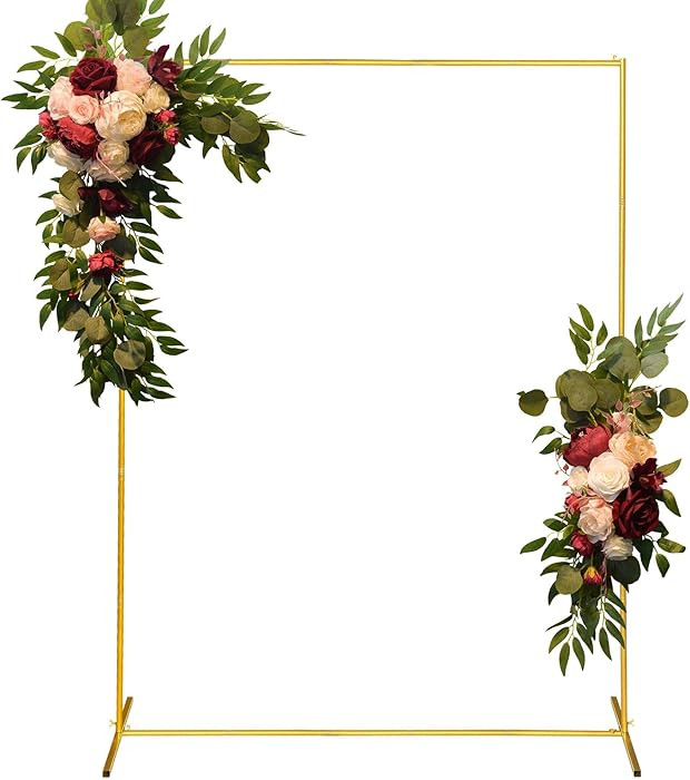 Metal Wedding Arch Backdrop Stand 6.6x5 FT Gold Square Balloon Arch Frame for Wedding, Birthday P... | Amazon (US)