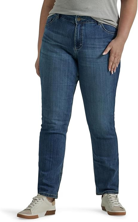 Lee Women's Plus Size Legendary Mid Rise Straight Leg Jean | Amazon (US)