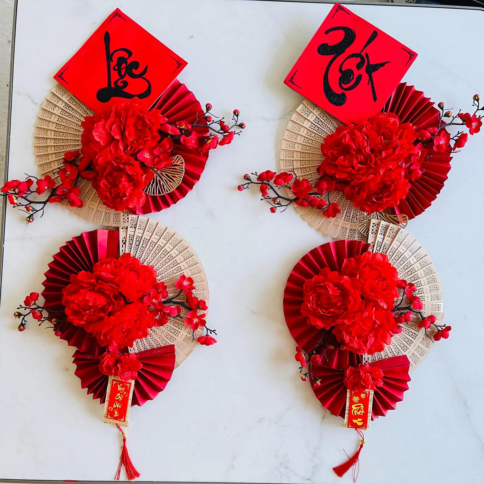 Vietnamese Lunar New Year Decoration Couplets- Red Hanging Couplets for Tet Decorations- Tet Deco... | Etsy (US)