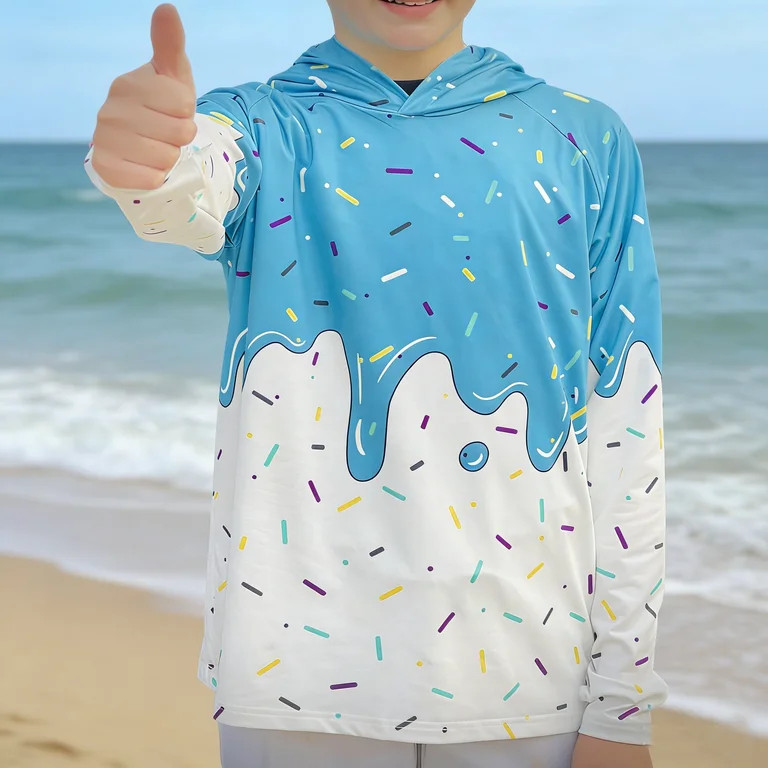 Lanbubble Boys Rash Guard Shirts Long Sleeve Quick Dry Beach Swim Hooded with Thumb Hole 7-14Year... | Walmart (US)
