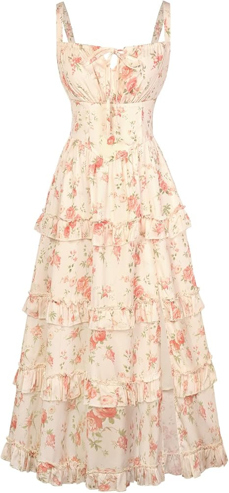 Scarlet Darkness Women's Floral Corset Dress 2026 Summer Spring Wedding Guest Dresses Flowy Sundr... | Amazon (US)