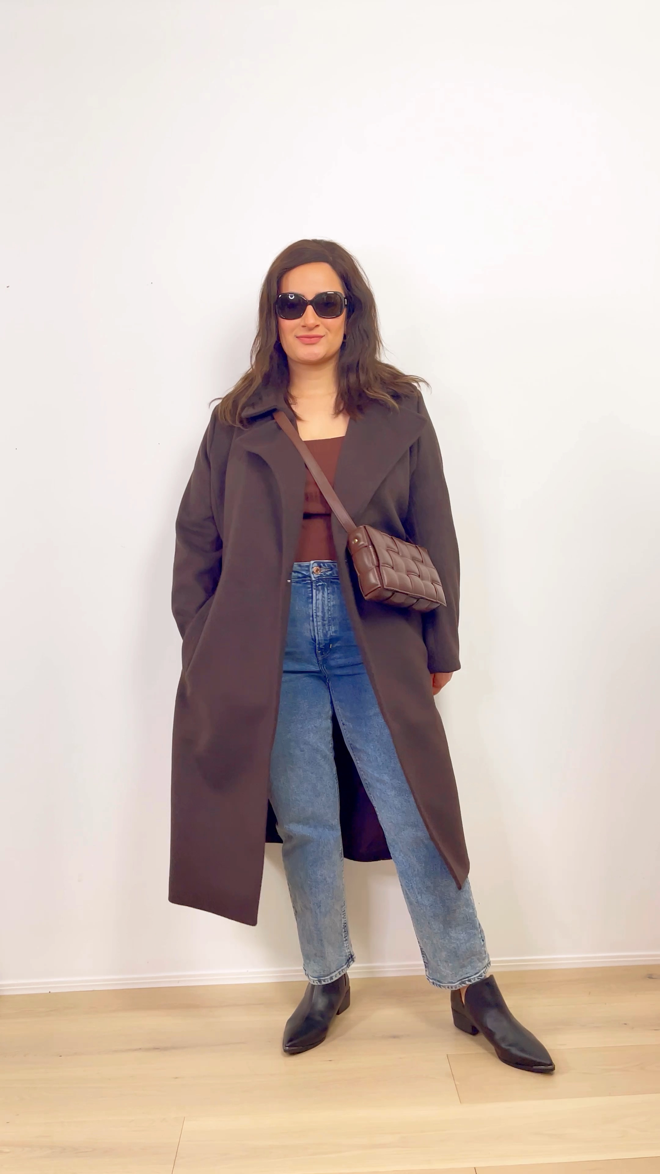 Winter outfit: high waisted ankle jeans, long coat from H&M, quilted purse from amazon 
Casual outfit 

#LTKSeasonal #LTKstyletip #LTKunder100