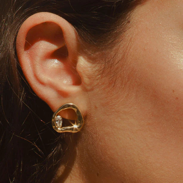 Ridge Studs Gold Clear | Mignonne Gavigan