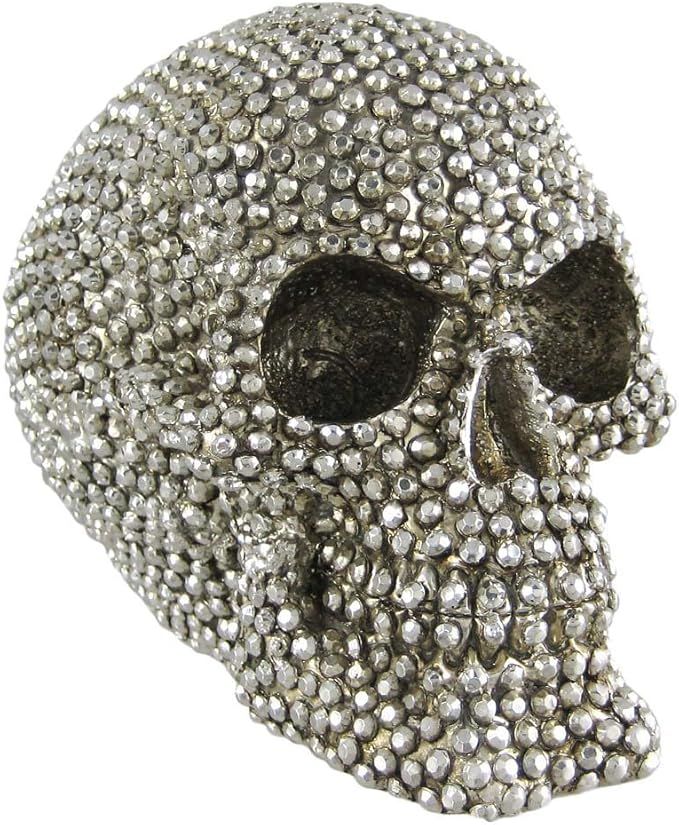 Chrome Silver Finished Gemstone Skull Statue Human Bling | Amazon (US)