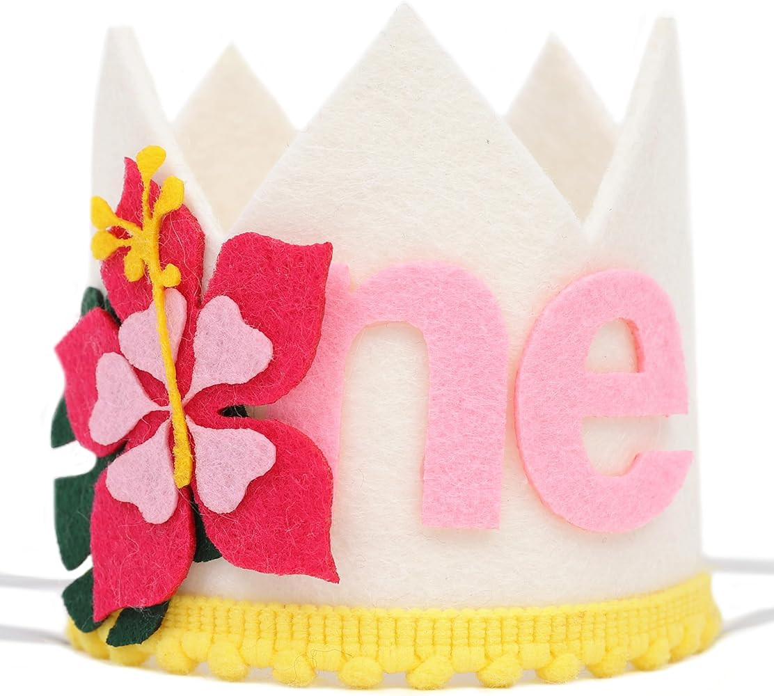 Hibiscus Flower Birthday Crown, Moana Birthday, Summer Party, Hawaiian crown, Little Blue Olive | Amazon (US)