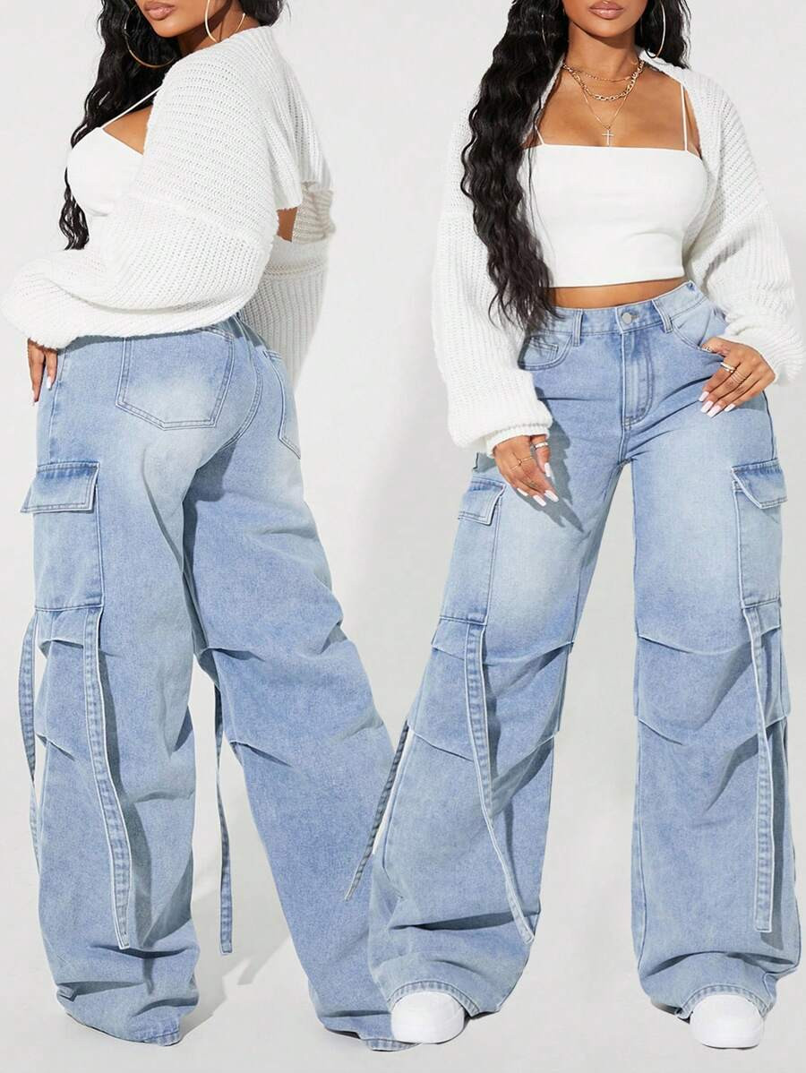 SHEIN CURVE+ Plus Size Raw Hem Solid Color Skinny Elegant 7/8 Length Jeans,Curve Plus ,Hoho Vacat... | SHEIN