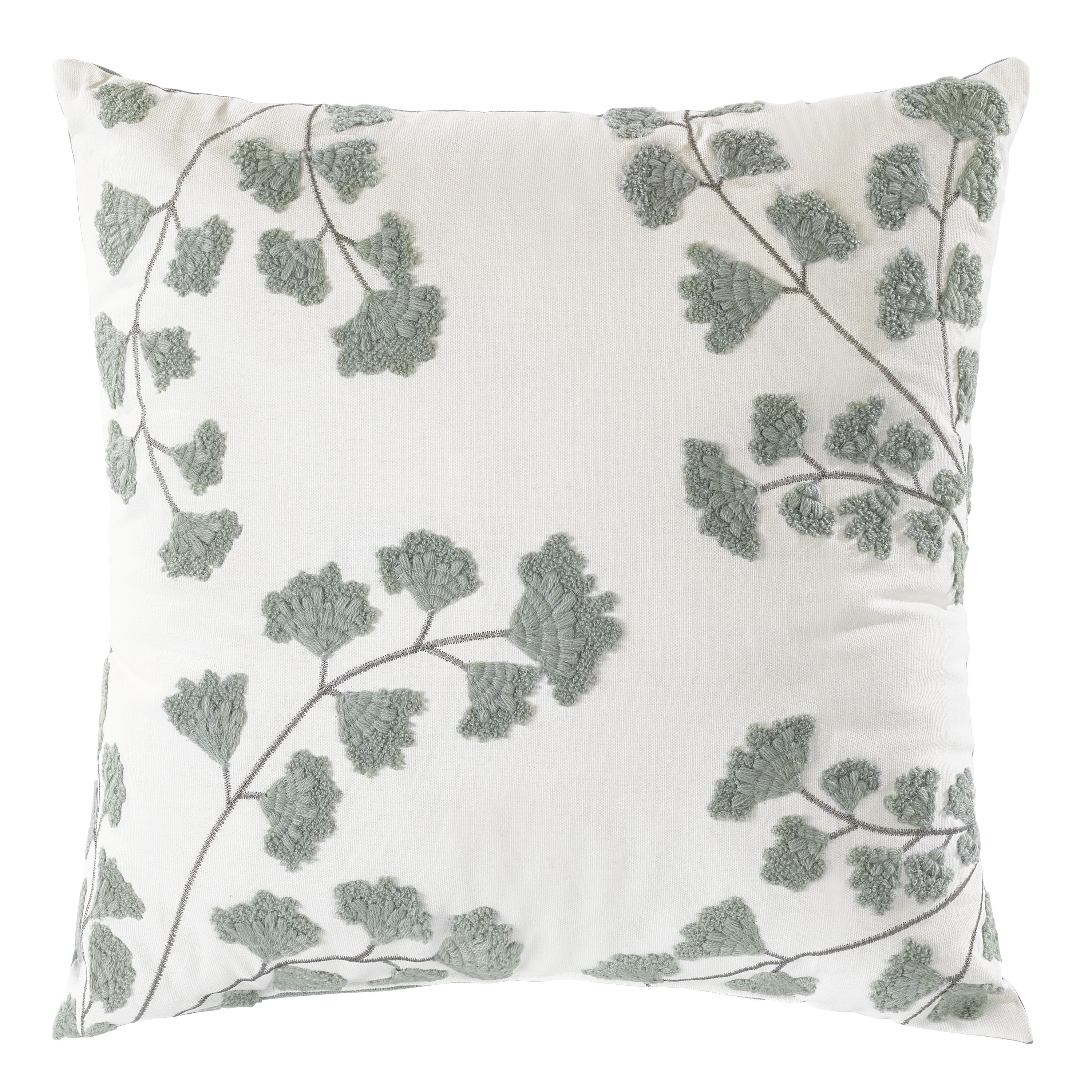 Mainstays 18"x18" Sage Embroidered Fern Cotton Decorative Throw Pillow (1 count) | Walmart (US)
