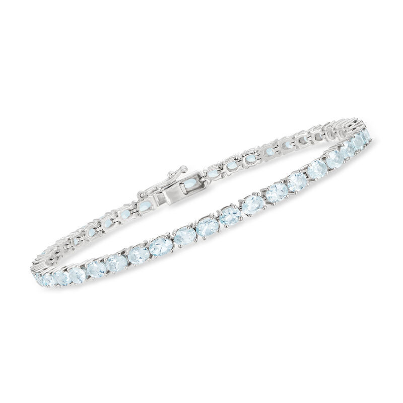 7.00 ct. t.w. Aquamarine Tennis Bracelet in Sterling Silver | Ross-Simons