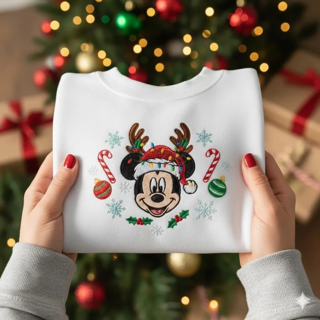 EMBROIDERED Mickey Reindeer Sweatshirt, Disney Christmas Sweater, Holiday Mickey Shirt, Mickey Ve... | Etsy (US)