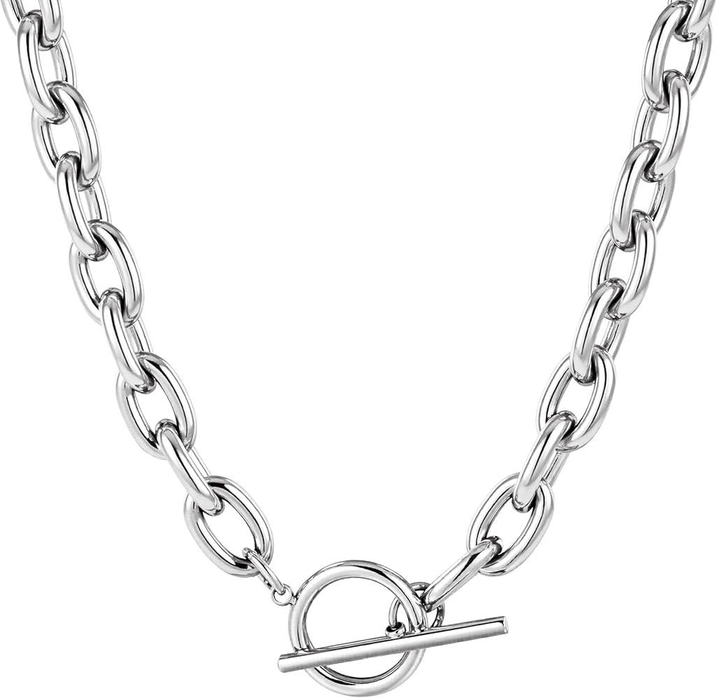 TEN MIRO 18k Chunky Gold Necklace for Women Sweatproof, Non Tarnish Chunky Layered Chain Necklace... | Amazon (US)