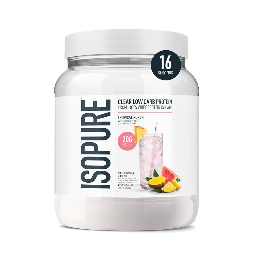 Isopure Clear Whey Isolate Protein Powder, Lactose Free, Gluten Free, Naturally Flavored, Tropica... | Amazon (US)