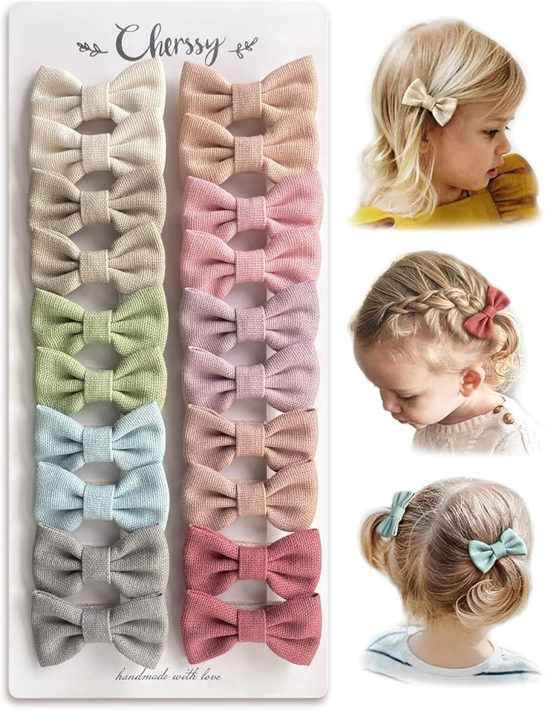 Cherssy Hair Bow Clips for Girls, 20pcs 2" Neutral Fully Lined Alligator Clips and Baby Barrettes... | Amazon (US)