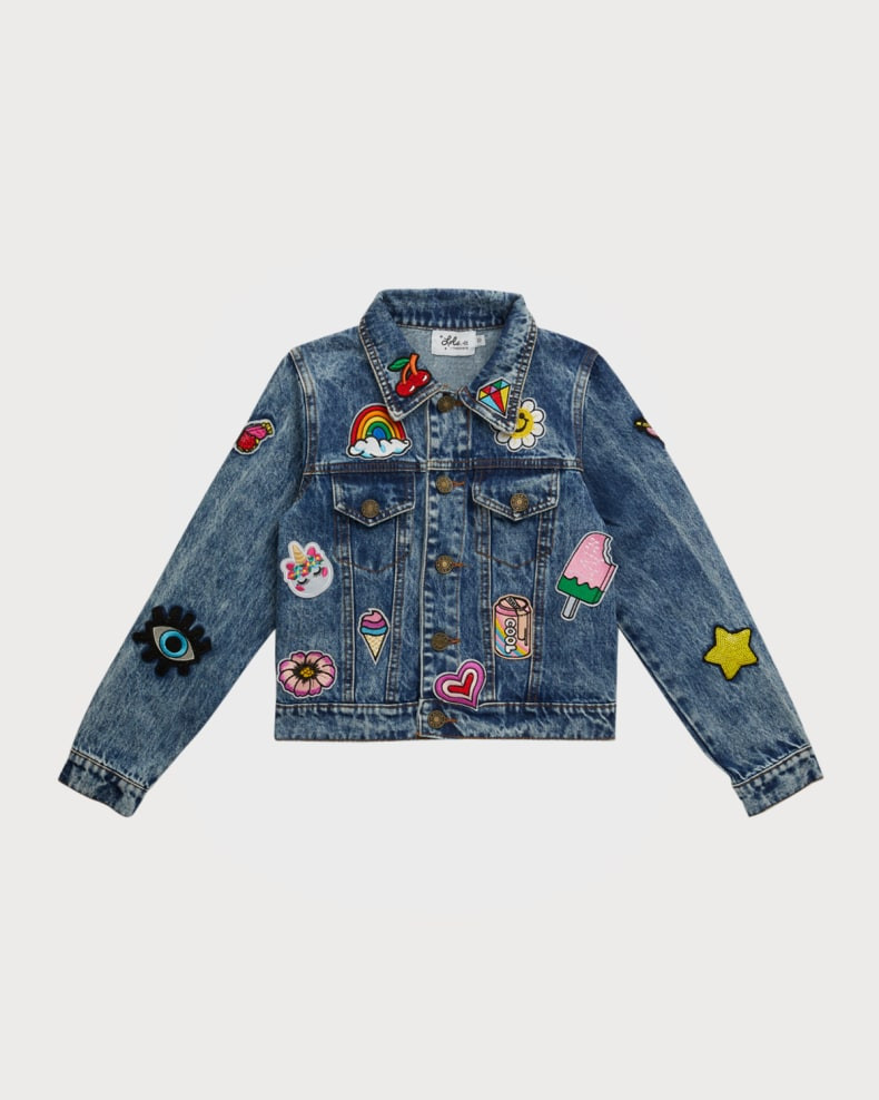 Lola + The Boys Girl's All About the Patch Cropped Denim Jacket, Size 2-14 | Neiman Marcus