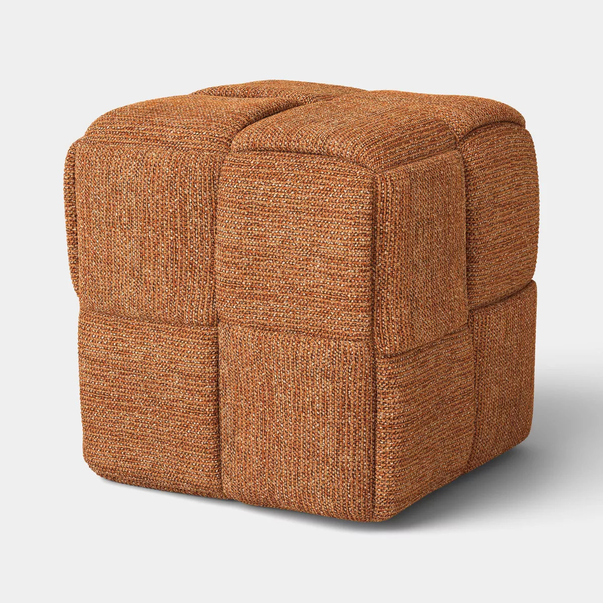 Upholstered Structured Woven Ottoman Burnt Orange - Threshold\u2122 | Target