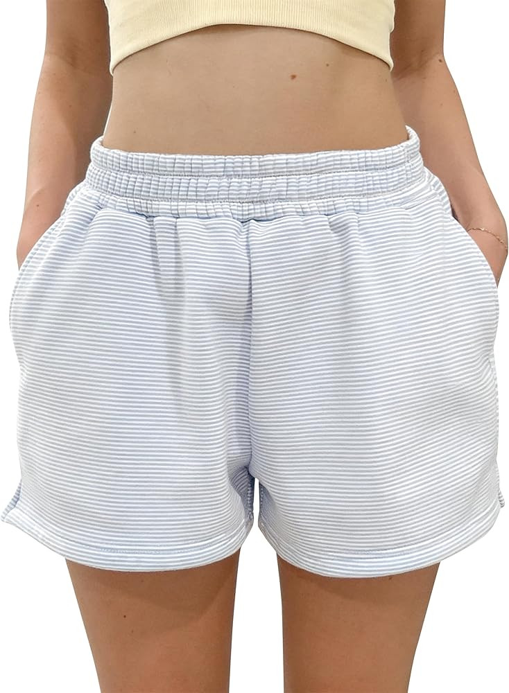Women's Sweat Shorts Summer Comfy Elastic Waist Pajama Shorts Casual Athletic Cotton Shorts with ... | Amazon (US)