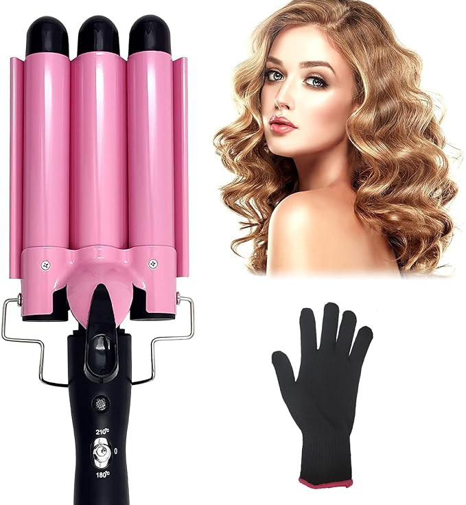 Newlemo 3 Barrel Curling Iron 25mm, 1-Inch Crimper Hair Iron Temperature Adjustable, Hair Crimper... | Amazon (US)
